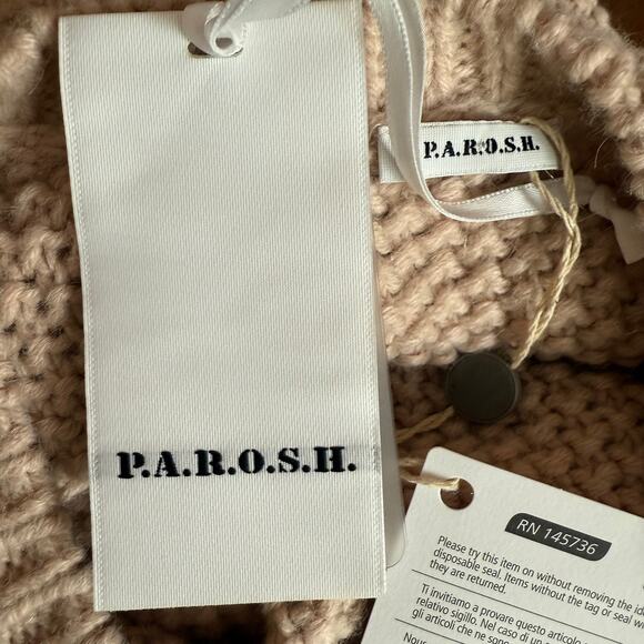 P.A.R.O.S.H. NEW MAGLIERIA Alpaca Ribbed Knit Sweater Size L Long Sleeves - Picture 7 of 13